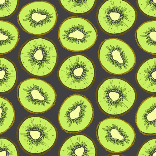 Kiwi. Vektor Kiwi-Scheiben auf schwarzem