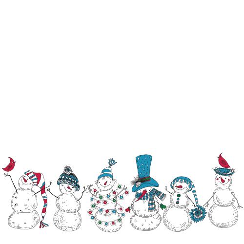 Schneemann. Vektor Hübsche cartoonartige Schneemänner und Platz für Text auf weißem