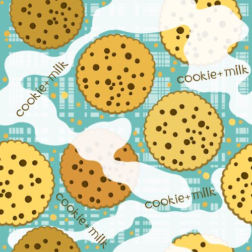 Vektorgrafik kekse, milch und aufschriften cookie+milk