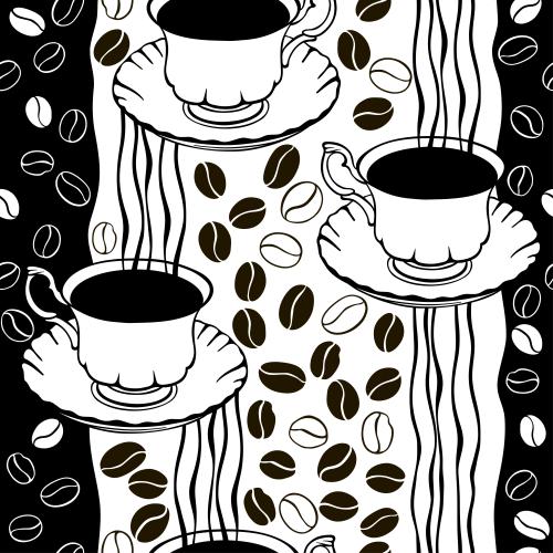 Kaffeebohnen. Vektor tassen mit Kaffee, Kaffeebohnen, Aroma