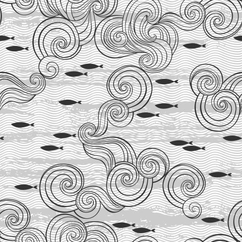 Vektorgrafik fische, wellen auf weissem