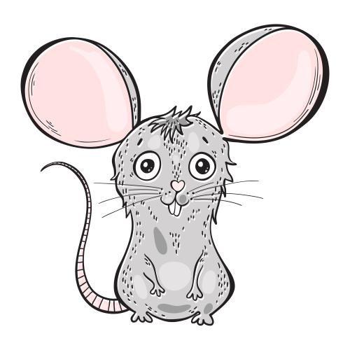 Maus. Vektor süße cartoon-artige maus auf weißem, farbiger farbvariante