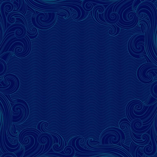 Vektorgrafik dekorative wellen, rahmen mit marinem thema auf blauem