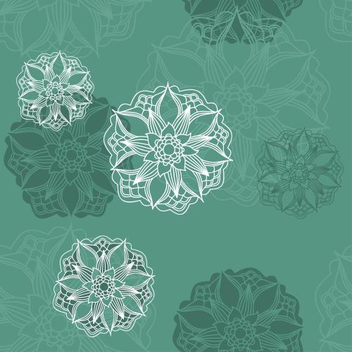 Vektorgrafik silhouetten und konturen fantasiebasierte blumen auf grün