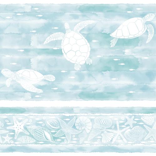 Nautilus. Vektor Schildkröten Fische Meersterne Muscheln Nautilus auf blauem Aquarell