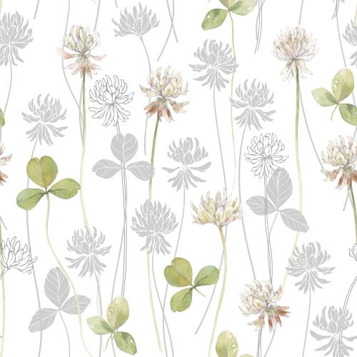 Klee. Vektor Klee, Blumen und Blätter auf weißem