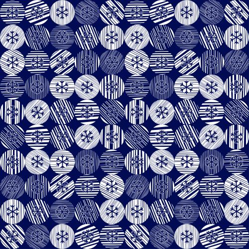 Vektorgrafik schneeflocken in gestreiften kreisen auf blauem