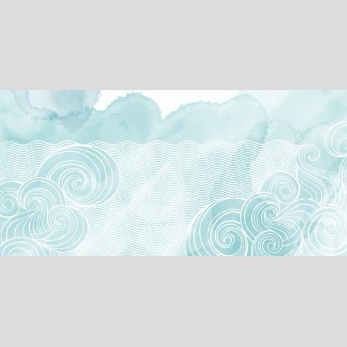 Vektorgrafik dekorative wellen auf blauem aquarell