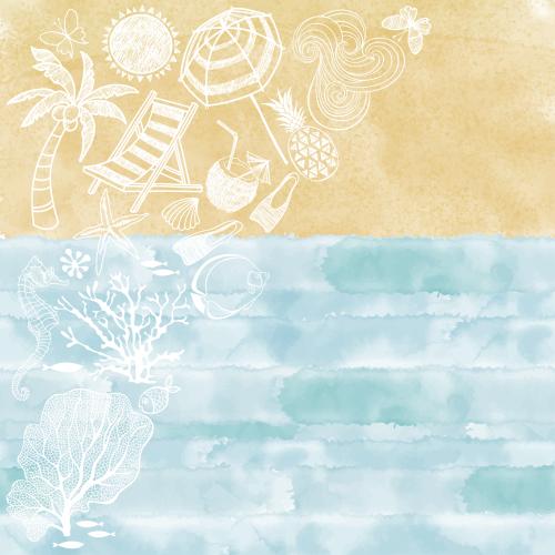 Vektorgrafik symbole des strandurlaubs auf aquarell