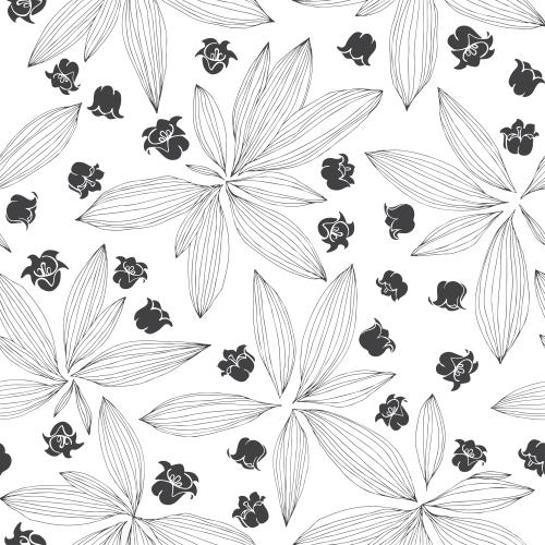 Maiglöckchen. Vektor monochromen Blättern und Blumen der Lilien auf weißem