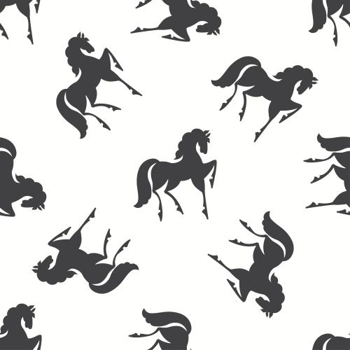 Pferd. Vektor schwarze Silhouetten von Pferden auf weißem