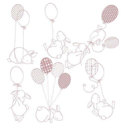 Vektorgrafik kaninchen mit luftballons auf weißem