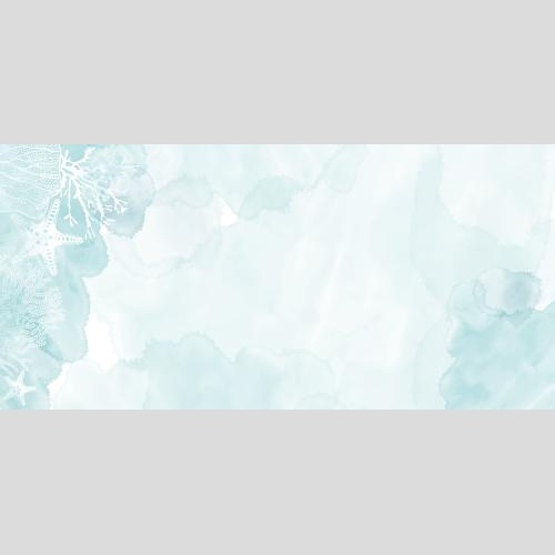 Vektorgrafik meersterne, korallen, algen, platz für text auf blauem aquarell