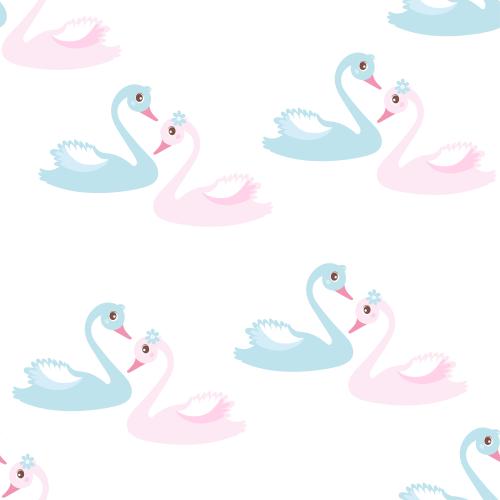 Schwan. Vektor blaue und rosa Schwanen auf weißem