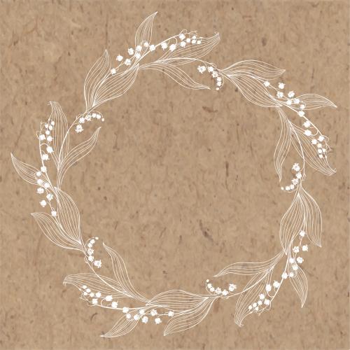 Maiglöckchen. Vektor Lilien, runde Rahmen auf Kraftpapier