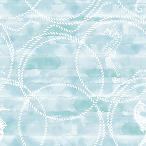 Vektorgrafik marine seilringe, seepferdchen auf blauem wasserfarben