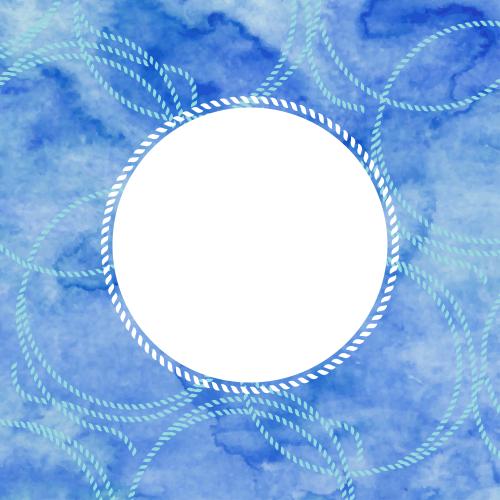 Vektorgrafik maritime seile, runde weißes textfeld auf einem blauen aquarell