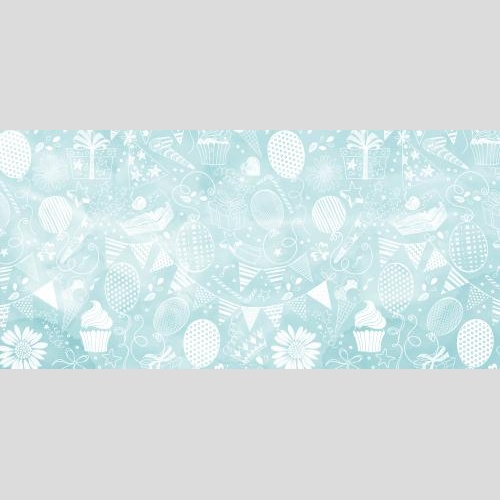 Vektorgrafik luftballons, girlanden, blumen und andere festsymbole auf blauem aquarell