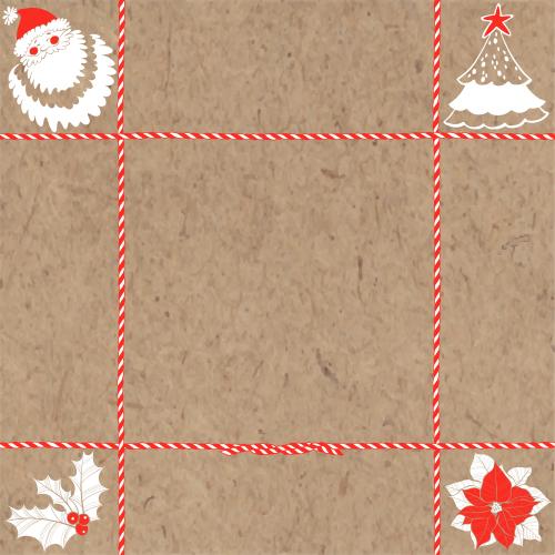 Weihnachtsstern. Vektor festliche Schnüre, Tannenbaum, Weihnachtsmann, Poinsettia, Echinacea und Platz für Text auf Kraftpapier