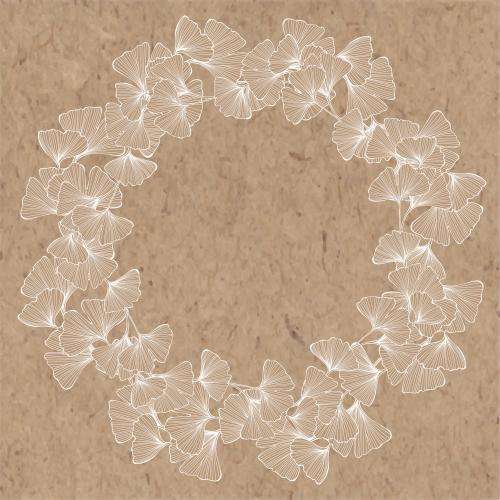 Ginkgo biloba. Vektor runde Rahmen mit Blättern von Ginkgo biloba auf Kraftpapier
