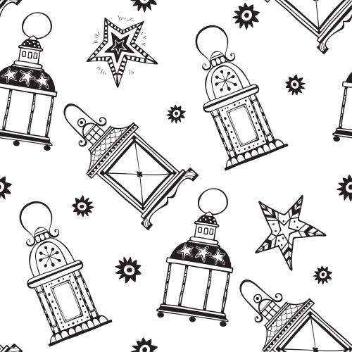 Laterne. Vektor laternen und Sternen auf weißem Doodle-Stil