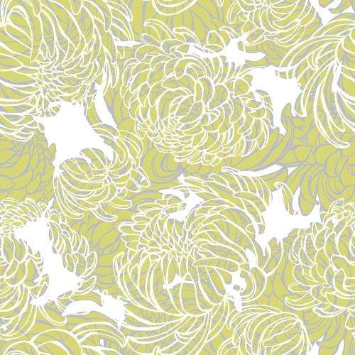 Chrysantheme. Vektor Chrysanthemen, farbige Silhouetten und monochromen Konturen auf weißem