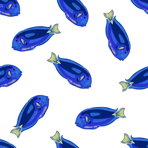 Vektorgrafik exotische blaue fische auf weiß