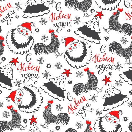 Weihnachtsstern. Vektor Weihnachtsmann, Bäume, Weihnachtssterne, Weihnachtskaktus, Schneeflocken, Sterne, Text "Frohe Weihnachten" auf weißem