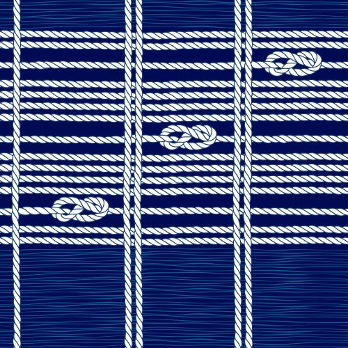 Vektorgrafik horizontale und vertikale seile, seemannsknoten, wellen auf dem blauen