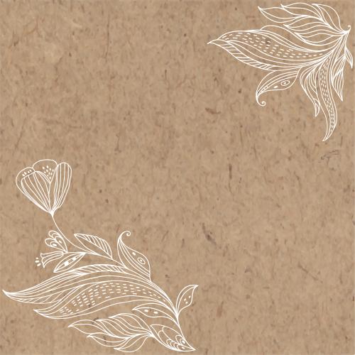 Vektorgrafik fantasieartige blumen und blätter, platz für text auf kraftpapier, eckige komposition