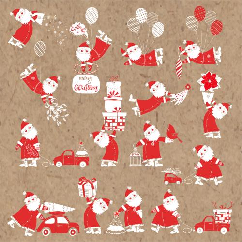 Auto. Vektor cartoonartige ded moroz auf kraftpapier