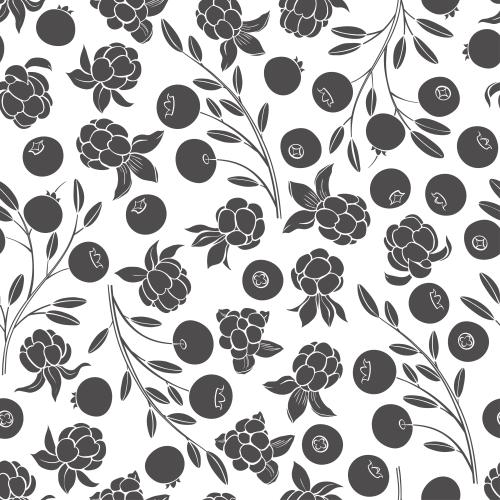 Kranbeere. Vektor moorbeeren und Kranbeeren schwarze Silhouetten auf weissem