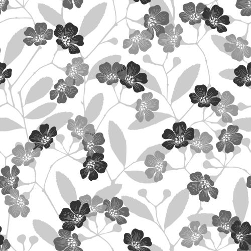 Vektorgrafik monochrom silhouetten von zweigen mit blumen auf weißem