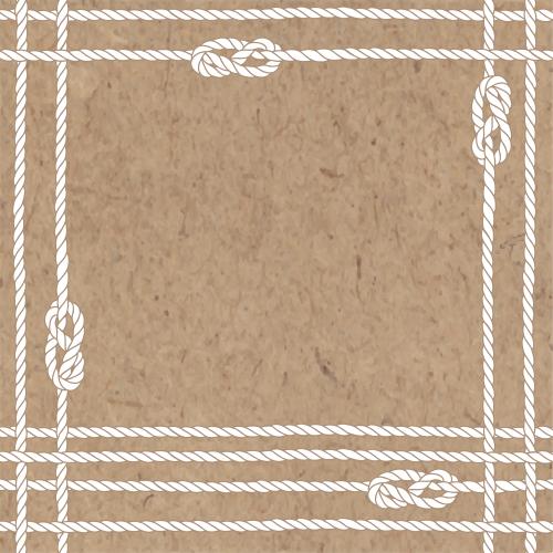 Seemannsknoten. Vektor quadratischer Rahmen aus marinen Seilen mit marinen Knoten auf Kraftpapier
