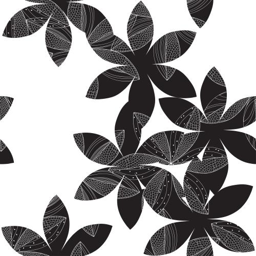 Vektorgrafik dekorative blumen silhouetten und konturen auf weißem
