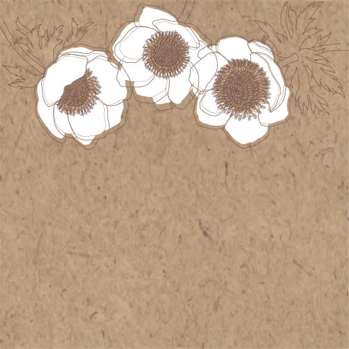 Anemone. Vektor Anemones, Silhouetten und Konturen von Blumen, Platz für Text auf Karte