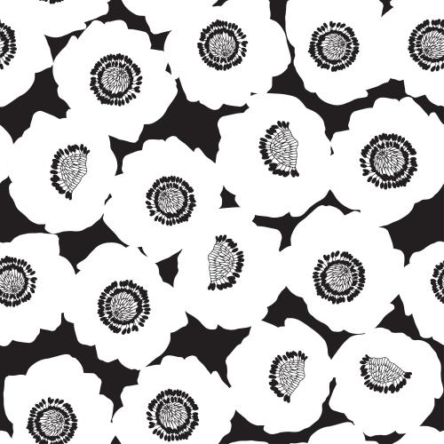 Anemone. Vektor anemones weiße Silhouetten auf schwarzem