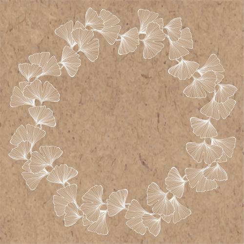 Ginkgo biloba. Vektor runde Rahmen mit Blättern von Ginkgo biloba auf Kraft