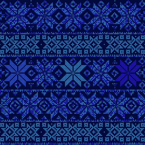 Streifen. Vektor blau-bleue sternschneeflocken aus punkten dekorative streifen auf blau