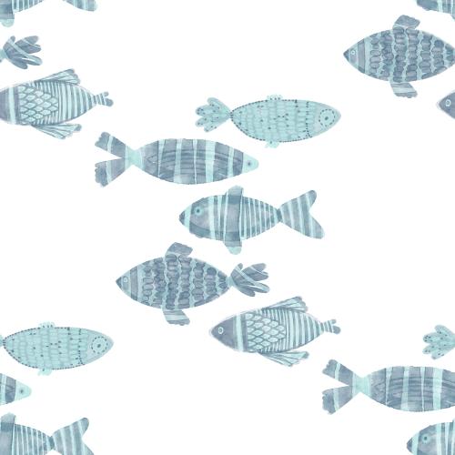 Rasterbild cartoonartige aquarellfische auf weissem