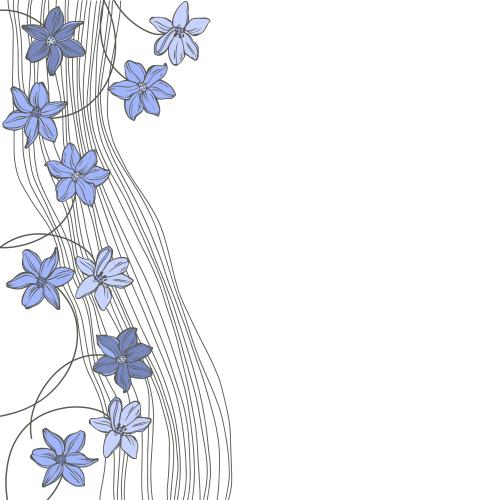 Vektorgrafik blumen, wellige vertikale linien, platz für text auf weiß
