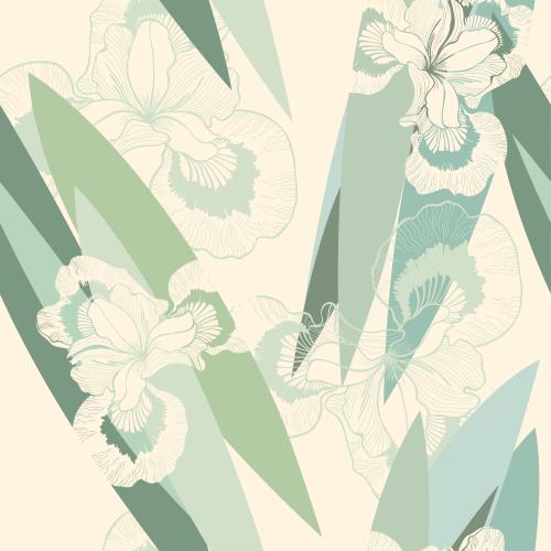 Vektorgrafik iris, blumen und blätter auf dem hellen