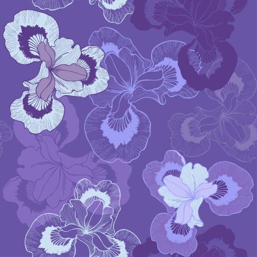 Iris. Vektor Irisblüten auf hellen Lila