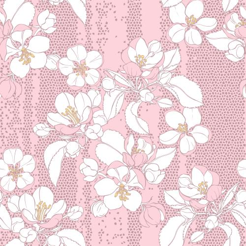 Mosaik. Vektor Apfelblüten auf rosa mosaikartig