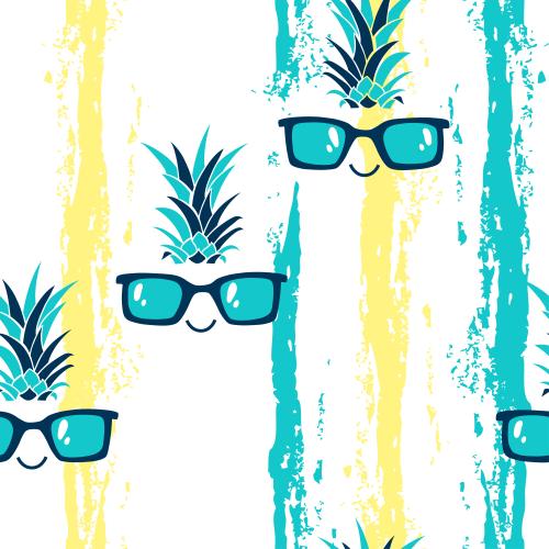 Ananas. Vektor cartooncharakter in Sonnenbrillen farbige texturierte Streifen auf weißem