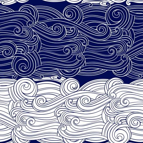 Vektorgrafik dekorative wellen, blaue auf weißem, weiße auf blauem