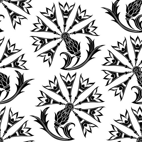 Kornblume. Vektor stylisierte Cornflowerblumen, schwarze Silhouetten auf weißem