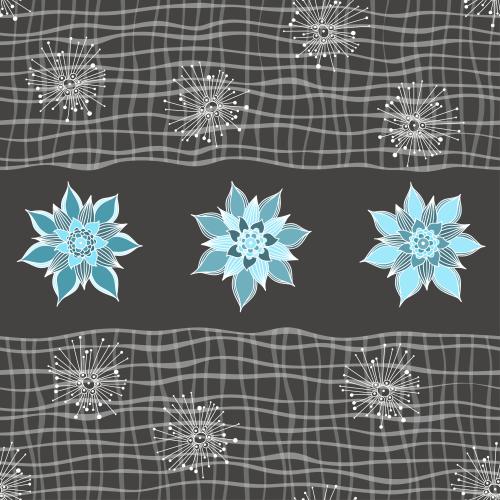 Vektorgrafik blumen auf dunklem karomuster