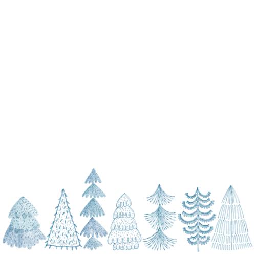 Rasterbild stylisierte aquarell-bäumchen, platz für text auf weißem