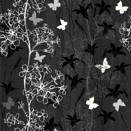 Glockenblume. Vektor Kuckucksuhren, Feldblumen, Schmetterlinge auf Mosaik